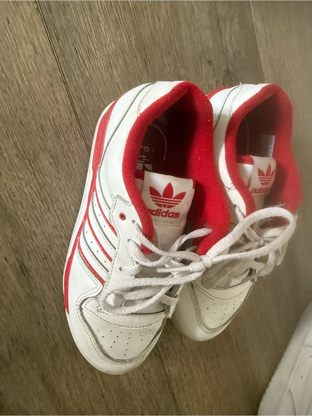adidas Kids White and Red Retro Stripe Sneakers